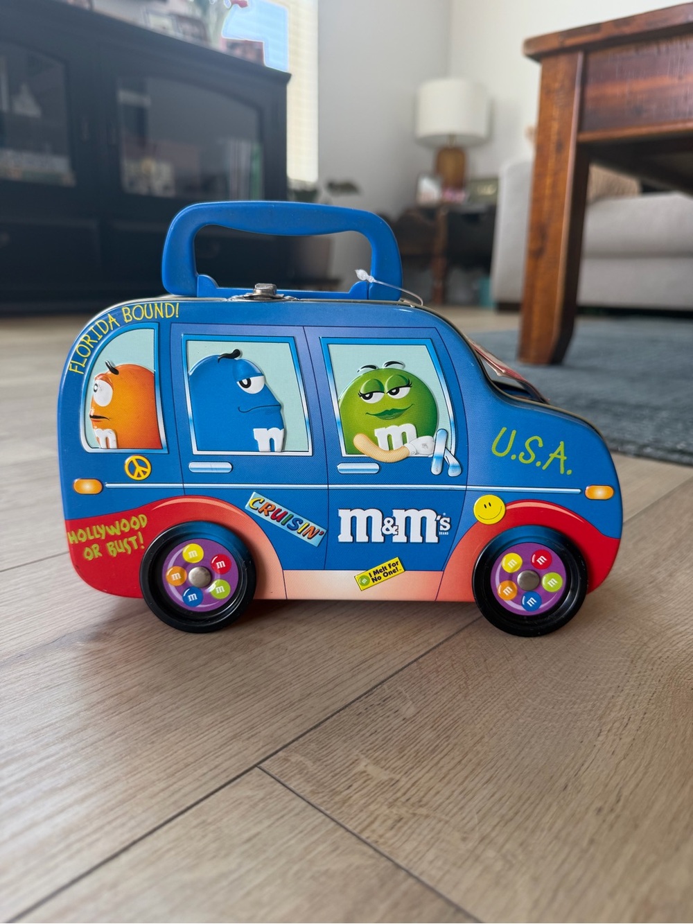 Vintage 2002 M&M's Road Trip Van Collectible Metal Tin Lunch Box